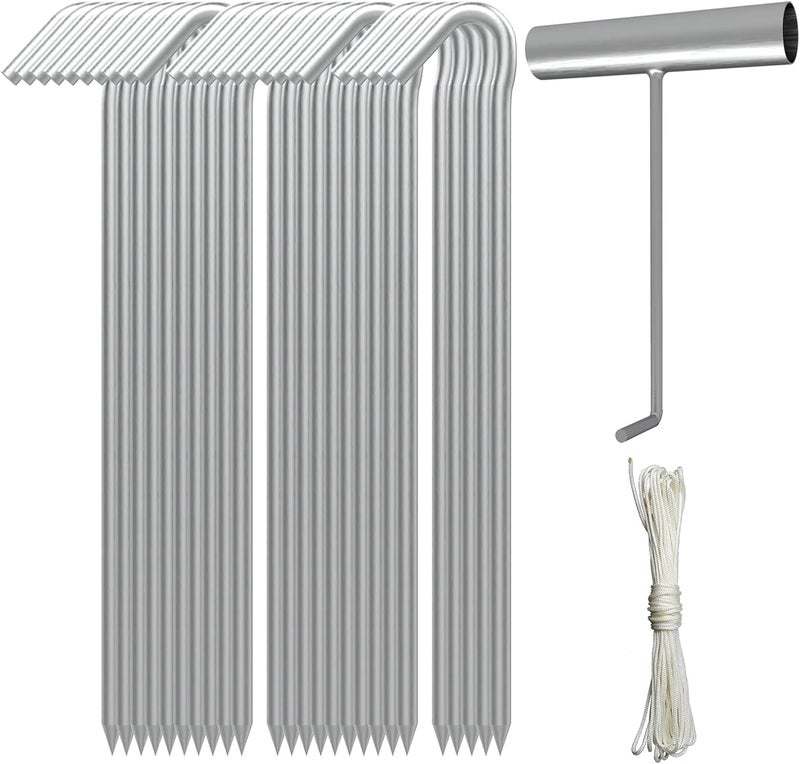 AAGUT Tent Stakes, Tent Stake Metal Garden Edging Fence Hooks Yard Camping Stake Heavy Duty Galvanized 9 Inch (9 Inch Tent Stakes KIT, 25) - Image 1